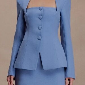 MESHKI Christel Suiting Fitted Blazer - Ocean Blue (NWT)